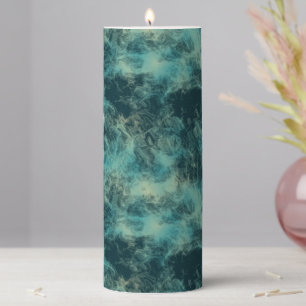 Teal Marble Abstract Pillar Candle