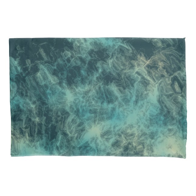 Teal Marble Abstract Pillow Case (Front)