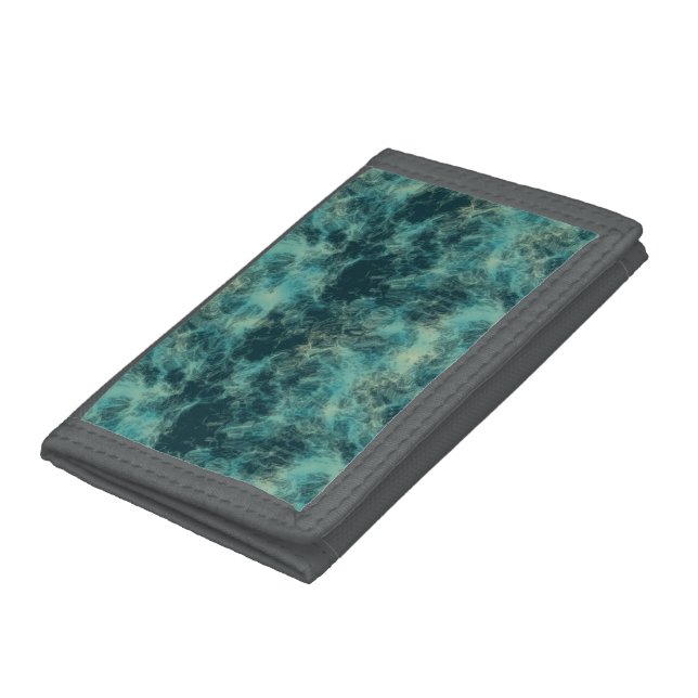 Teal Marble Abstract Trifold Wallet (Bottom)