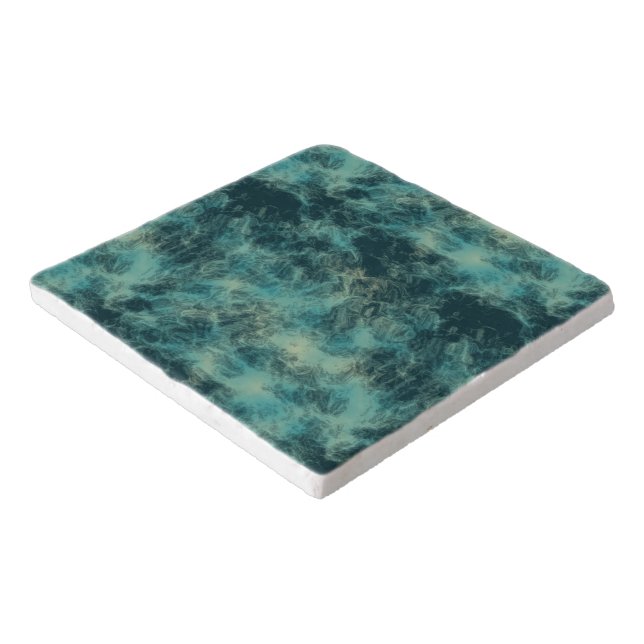 Teal Marble Abstract Trivet (Corner)
