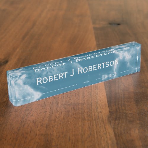 Teal Marble Desk Name Plate