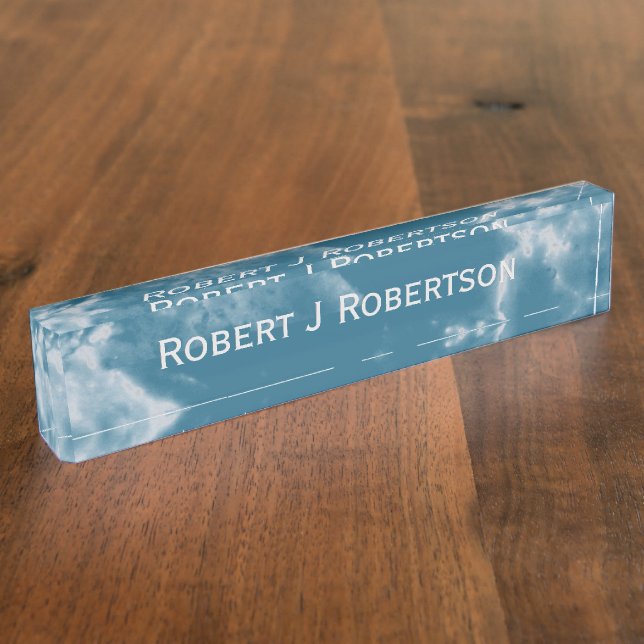 Teal Marble Desk Name Plate (Side)