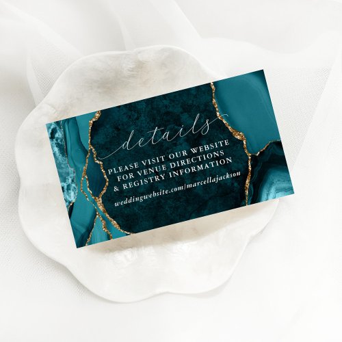 Teal Marble  Gold Agate Details Note Card