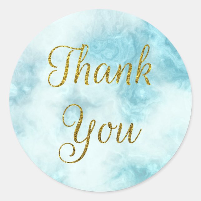 Teal Marble & Gold Thank You Envelope Seal (Front)