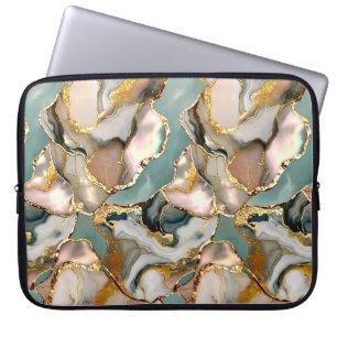 Teal Marble Laptop Sleeve Gold Vein Case