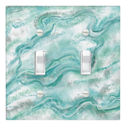 Teal Marble Light Switch Cover