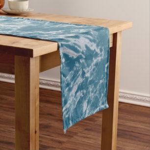 Teal Marble Long Table Runner