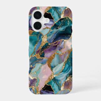 Teal Marble Phone Case Gold Abstract Luxury