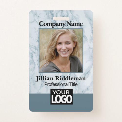 Teal Marble Photo and Logo Badge