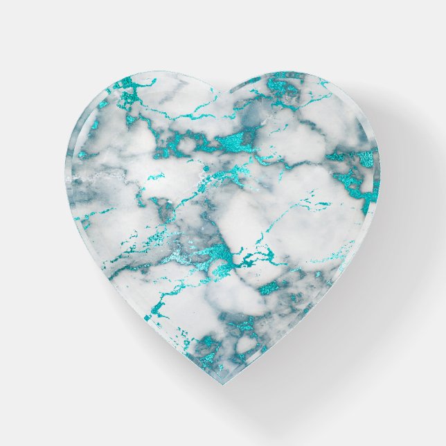 teal marble stone paperweight (Front)