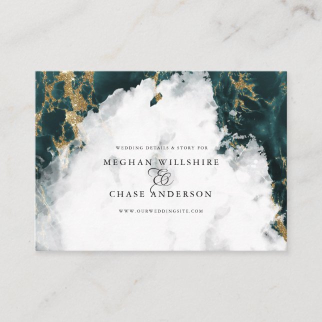 Teal Marbled Watercolor Geode  BarefootBride™ Business Card (Front)