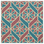 Teal, Maroon, Beige Ethnic Floral Pattern Fabric