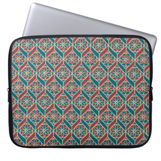 Teal, Maroon, Beige Ethnic Floral Pattern Laptop Sleeve