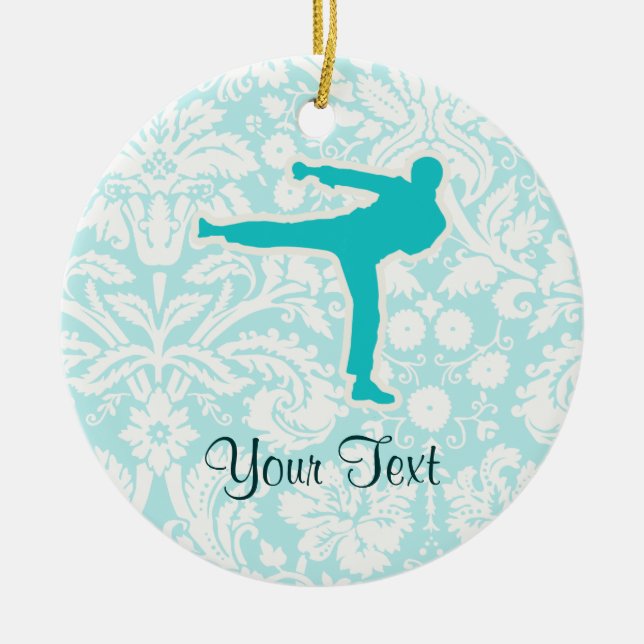 Teal Martial Arts Ceramic Ornament (Front)