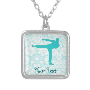 Teal Martial Arts Silver Plated Necklace