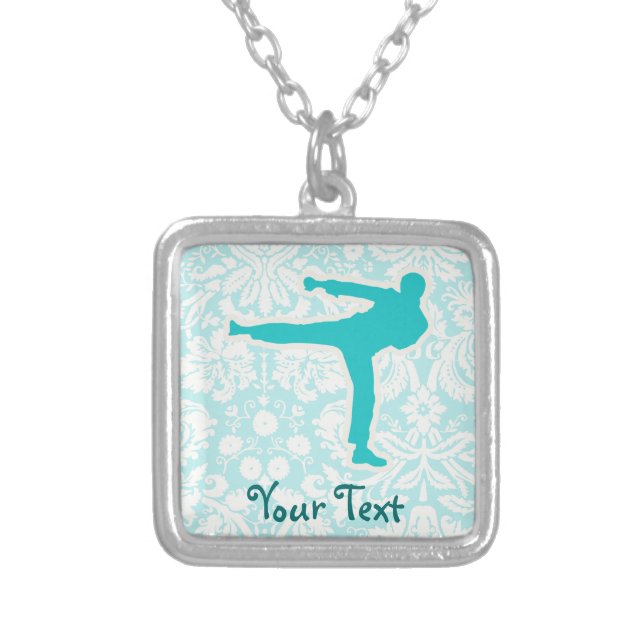 Teal Martial Arts Silver Plated Necklace (Front)