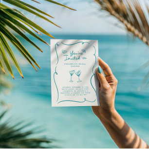 Teal Martini Bridal Shower Cocktail Party Invitation
