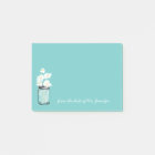 Teal Mason Jar White Daisy Floral Personalize Note