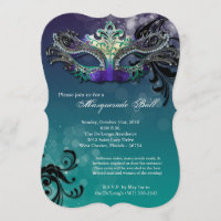 Teal Masquerade Ball Mask Costume Halloween Part