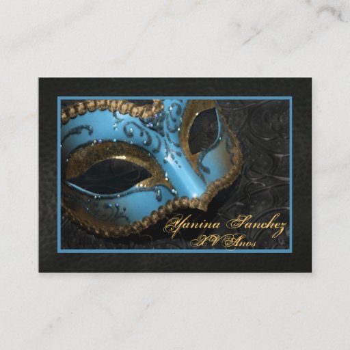 Customizable Teal Masquerade RSVP Business Cards