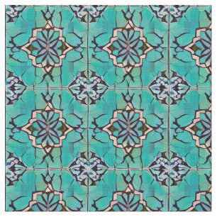Teal Medallion Tuscan Style Repeating Pattern Fabric