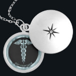 Teal Medical Symbol Caduceus - Personalized Locket Necklace<br><div class="desc">Personalized Nurse / Doctor Medical Symbol Caduceus Teal Necklace ready for you to personalize. ✔Note: Not all template areas need changed. 📌If you need further customization, please click the "Click to Customize further" or "Customize or Edit Design"button and use our design tool to resize, rotate, change text color, add text...</div>
