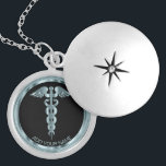 Teal Medical Symbol Caduceus - Personalized Locket Necklace<br><div class="desc">Personalized Nurse / Doctor Medical Symbol Caduceus Teal Necklace ready for you to personalize. ✔Note: Not all template areas need changed. 📌If you need further customization, please click the "Click to Customize further" or "Customize or Edit Design"button and use our design tool to resize, rotate, change text color, add text...</div>