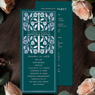 Teal Medieval Silver Sword Royal Wedding Program