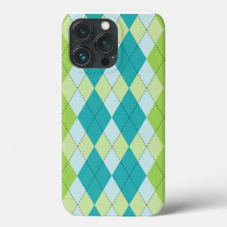 Teal Melon Mod Argyle iPhone 13 Pro Case
