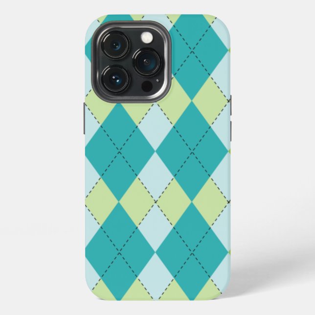 Teal Melon Mod Argyle Iphone Case (Back)