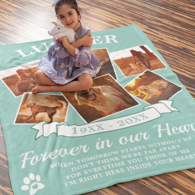Teal Memorial Dog Photo Fleece Blanket (Creator Uploaded)