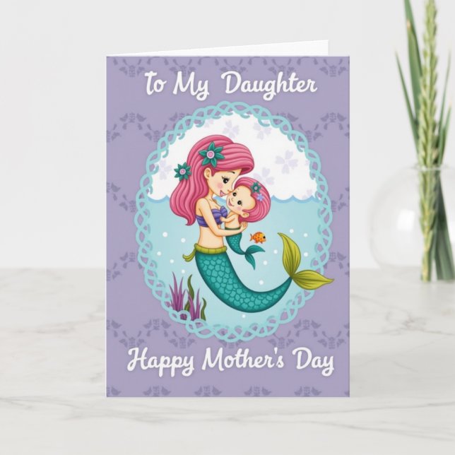 Teal Mermaid Mothers Day Card (Front)