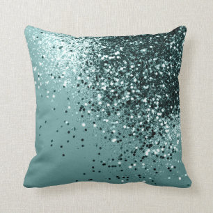 Teal Mermaid Ocean Glitter #1 #shiny #decor Throw Pillow