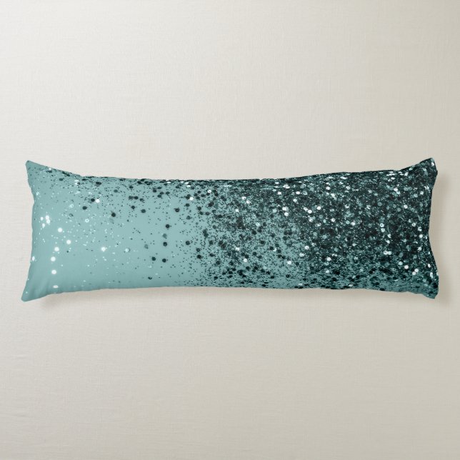 Teal Mermaid Ocean Glitter #4 (Faux Glitter) #art  Body Pillow (Front)
