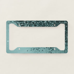 Teal Mermaid Ocean Glitter #4 (Faux Glitter) #art  License Plate Frame