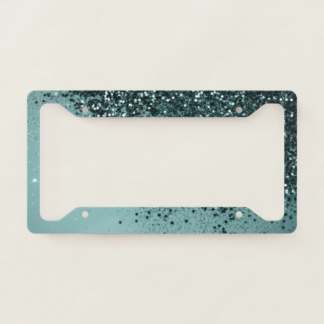 Teal Mermaid Ocean Glitter #4 (Faux Glitter) #art  License Plate Frame (Front)