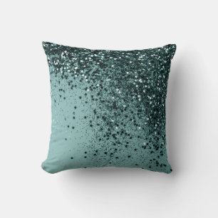 Teal Mermaid Ocean Glitter #4 (Faux Glitter) #art Throw Pillow