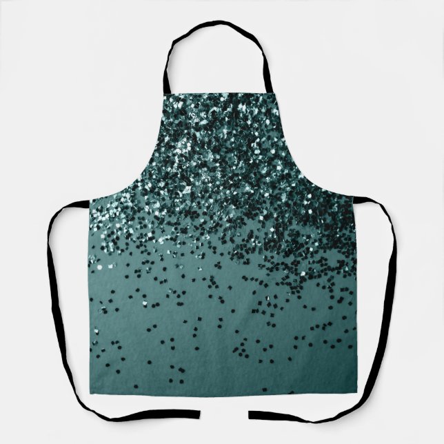 Teal Mermaid Ocean Glitter #5 (Faux Glitter) #art Apron (Front)
