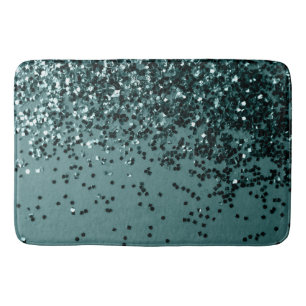 Teal Mermaid Ocean Glitter #5 (Faux Glitter) #art Bath Mat