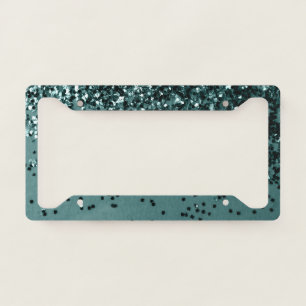 Teal Mermaid Ocean Glitter #5 (Faux Glitter) #art License Plate Frame
