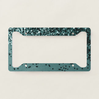 Teal Mermaid Ocean Glitter #5 (Faux Glitter) #art License Plate Frame
