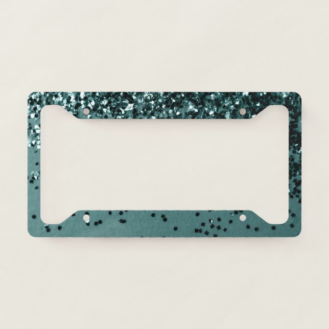 Teal Mermaid Ocean Glitter #5 (Faux Glitter) #art License Plate Frame (Front)