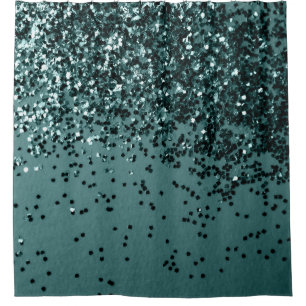 Teal Mermaid Ocean Glitter #5 (Faux Glitter) #art Shower Curtain