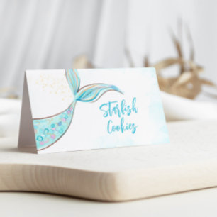 Teal Mermaid Party Food Labels