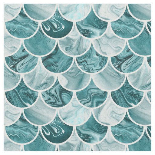 Teal mermaid scales fabric