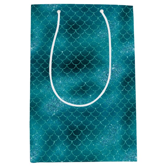 Teal Mermaid Sparkle Medium Gift Bag (Front)