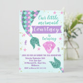 Teal mermaid Tail Birthday invitation (Standing Front)