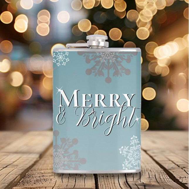 Teal Merry and Bright Snowflakes Christmas Flask (Teal Merry and Bright Snowflakes Christmas Flask)