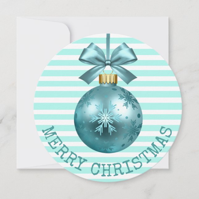 Teal Merry Christmas Personalized Card (Front)