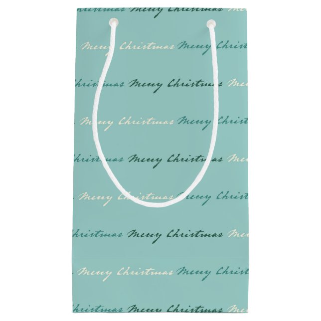 Teal Merry Christmas Small Gift Bag (Front)